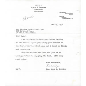 Peaslee Letter June 29 1970